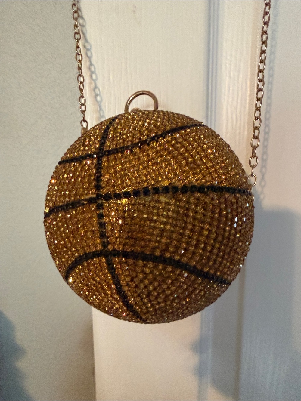 Basketball Crystal Pendant Necklace - Gold Tone - Picture 2 of 3